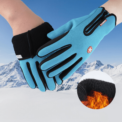 Gant Thermique - WinterCyclingGloves™ - Bleu Ciel - SecuryBike